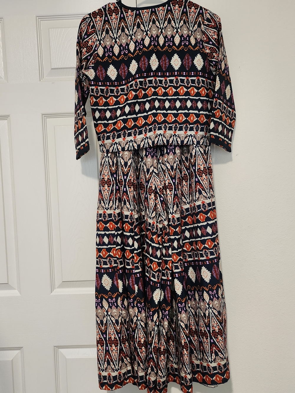 Azira Boho Geometric Print 2-Piece Wide Leg Palazzo Pant & Cropped Jacket Set - Picture 2 of 7
